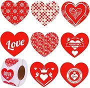DOITOOL 1 Roll Valentine's Day Heart Adhesive Stickers Sealing Labels for DIY Crafts Wedding Favors and Decoration for Envelopes Present Wrapping and More