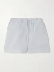 [Proenza Schouler White Label] Proenza Schouler White Label - Jana Striped Cotton And Linen-blend Shorts - Blue - medium medium Blue