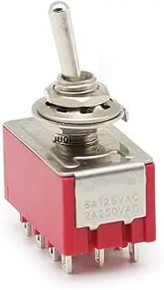 KLVN 1/2PCS MTS-402 Red 6MM Toggle Switch Mini 12PIN Switches 2/3 Position Latching Switch MTS-403 SPDT ON-Off -ON Waterproof Cap(MTS-402,2PCS)