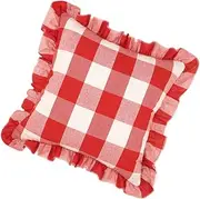 INOOMP Decorative Ruffle Pillow Cover Cushion Case for Sofa Bed Red Printed Pillow Material Hidden Zipper Decor Loved Ones