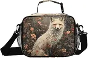 Fox Forest Flowers Insulated Lunch Box for Women Men - Ideal for Work, Picnics - Includes Adjustable Shoulder Strap