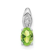 14k White Gold Peridot Diamond Pendant