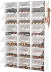 ROJASOP Portable Shoe Rack Organizer with Door, 72 Pairs 72 Pairs, White