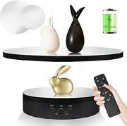 2 in 1 Motorized Rotating Display Stand with Mirror Sticker,Motorized Lazy Susan Turntable Spinning 5.74'' 8.7 Inch Replacement Cover for Photography Show Platform (Black,with Remote)