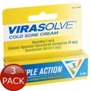 3 x Virasolve Cold Sore Cream 5G