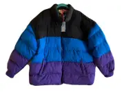 Lego X Target Collection Mens Striped Puffer Jacket / Vest Purple/Blue/Black XXL