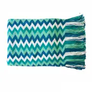 Chevron Knitted Throw Blue Multi by IDC Homewares