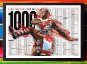 Framed 2022 SYDNEY SWANS AFL Poster LANCE FRANKLIN 1000 Goals - 45 x 32 x 3cm
