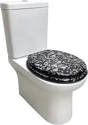 Loo With A View EUSC002-3 Sand and Shell Blackwash Soft Close Toilet Seat 2 Pieces, Black