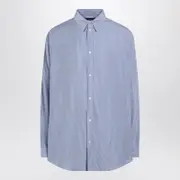 [Balenciaga] Fluid Blue Striped Shirt M Blue