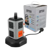 7 Way Outlets 2 USB Chargers Power Board Surge Protector Power Strip Tower