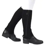 Dublin Easy Care Half Chaps II Durable Synthetic Suede Black Adult L Size