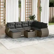 8 Piece Garden Sofa Set with Cushions Grey/Black Poly Rattan vidaXL