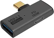 HTGuoji 2 in 1 USB C to USB3.2 and Type C 100W PD Power Supply, Type C Male to 10Gbps USB 3.2 OTG Female and 100W PD Fast Charging Adapter for Laptop Tablet Phone