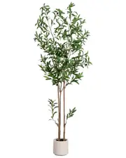 Nearly Natural 6ft Artificial Minimalist Olive Tree in Decorative Planter