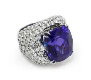 Awesome Cushion Shape Blue Lab Created Sapphire Solitaire Style Princess Ring