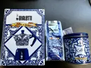Bialetti Dolce & Gabbana Moka Express 6cup Mediterranean Blu+Tin+Moka Coffe Set