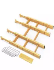 Bamboo Drawer Dividers with Inserts, Kitchen Adjustable Drawer Organizer