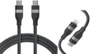 Eco-Friendly 3FT USB C to Lightning Cable - Durable Multi-Color Braided Cord