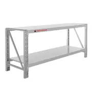 Centurion 2-Layer Garage Work Bench 400kg Capacity Grey Work Table Stand Shelf Racking Powder-Coated Reinforced Steel