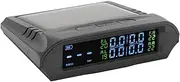 Tire Pressure Monitoring System, LCD Display Wireless Solar Power TPMS Pressure Monitor System, 4 TPMS Sensors, Real-time Monitoring Pressure and Temperature