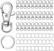 60PCS Metal Swivel Snap Hooks and Key Rings, 30PCS Lobster Claw Clasps and 30PCS