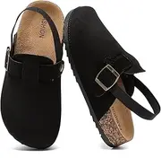 [XTJSCBDSH] Kids Suede Clogs for Boys and Girls Toddler Cork Footbed Sandals Mules, Potato Shoes with Adjustable Buckle, Slip-on Slippers Indoor Outdoor