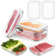 Stackable Bacon Lunch Meat Container for Refrigerator, Food Storage Boxes
