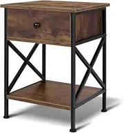 [ALFORDSON] Bedside Table with Drawer and Storage Shelf, Wooden Sofa Side End Table Storage Cabinet Orangiser Nightstand for Home Bedroom, Living Room & Hallway, Oak (56cm x 40cm x 40cm)