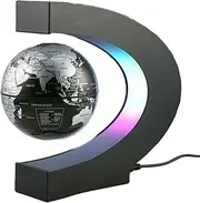 Leona Co Floating Globe with LED Lights and C Shape Base, Magnetic Levitation Floating World Map Globe Desk Decoration Great for Fathers Students Teacher Business Boyfriend (Black)
