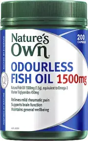 Nature'S Own Odourless Fish Oil 1500Mg Capsules 200 - Naturally Derived Omega 3