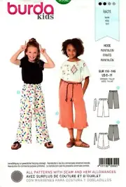 Burda Sewing Pattern 9302 Kids Girls Pants Sewing Pattern Sizes 6-11 NEW