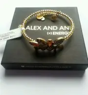 Alex and Ani EUPHORIA Wrap Shimmer Gold Beaded Bracelet BOX New/Tags RARE Bangle