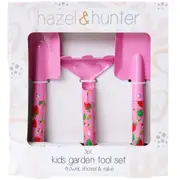3pc LVD Kids/Childrens Garden Tool Set Outdoor Sandpit Play Stawberries Pink