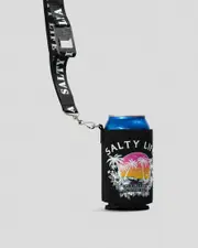 [Salty Life] Salty Life Turn Up Lanyard Stubby Cooler in Black One Size