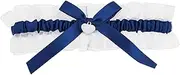 [ECSiNG] Bride Garter White Blue Wedding Garter with Bows and Pendants Bride Lace Garter for Wedding Dresses Accessories Fit for 15-23inch