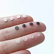 4mm/0.16" Super Tiny Plastic Snap Closures, Mini Doll Buttons, Doll Size Dresses Buttons, Snap Fastener for BJD, Blythe Doll Clothes, in White/Black/Clear (20pcs)
