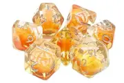 Old School 7 Piece DnD RPG Dice Set: Infused - Orange Yum!