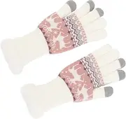 [VALICLUD] Thickened Winter Knit Gloves for Women Snowflake Gloves Touchscreen for Christmas