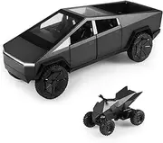 Toy Trucks Cybertruck with Cyberquad 1:24 Cyber Toy Trucks Gray Cybertruck Metal Diecast with Lights Sounds Effects, Fun Toy Cars Great Gifts Idea