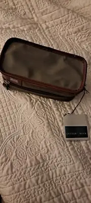 Cutter & Buck Men's Valuables Bag Canvas Khaki/Leather Trim Toiletries NWT