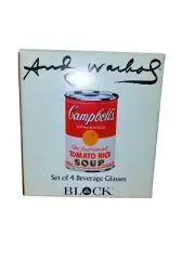 Vintage Andy Warhol Campbell’s Soup Beverage Glasses Set of 4 NEW