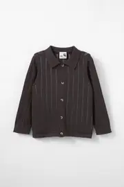 [Cotton On Kids] Cotton On Kids - Cabana Knitted Long Sleeve Shirt - Phantom/pointelle 4 PHANTOM/POINTELLE