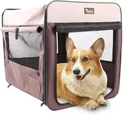Ondoing Collapsible Dog Crate - Folding Pet Bed, Cat Kennel, Portable Carrier for Easy Traveling - Light Weight Transport Crate - Coffee 82x58x58cm
