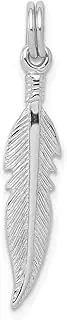 [JewelryWeb] 925 Sterling Silver Polished Feather With Spring-Ring Charm 10x10mm Wide