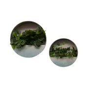 2x Willow & Silk Nested Leaf Stem 40/32cm Garden/Home Decor Metal Wall Planters