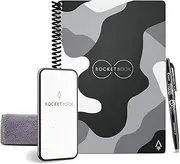 Rocketbook Core Reusable Spiral Notebook, Executive Size 6x8.8, Camo - Lined Pages, App-Connected, Erasable, Durable Cover, Ideal for School, Work, and Creative Projects