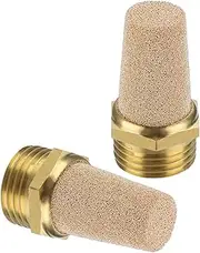 uxcell Pneumatic Muffler G 1/2, 2 Pack Sintered Bronze Brass Air Compressor Exhaust Muffler Filters Air Solenoid Valve Muffler Fitting for Automation Pneumatic Equipment, Golden