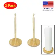2x Wooden Kitchen Paper Towel Holder, Dispenser Paper Roll Hanger Rail Stand