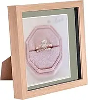 Nicola Spring Shadow Box Frames - Standing Hanging 3D Craft Picture Photo Display - 8 x 8 with 6 x 6 Mount - Light Wood/Black - Pack of 5